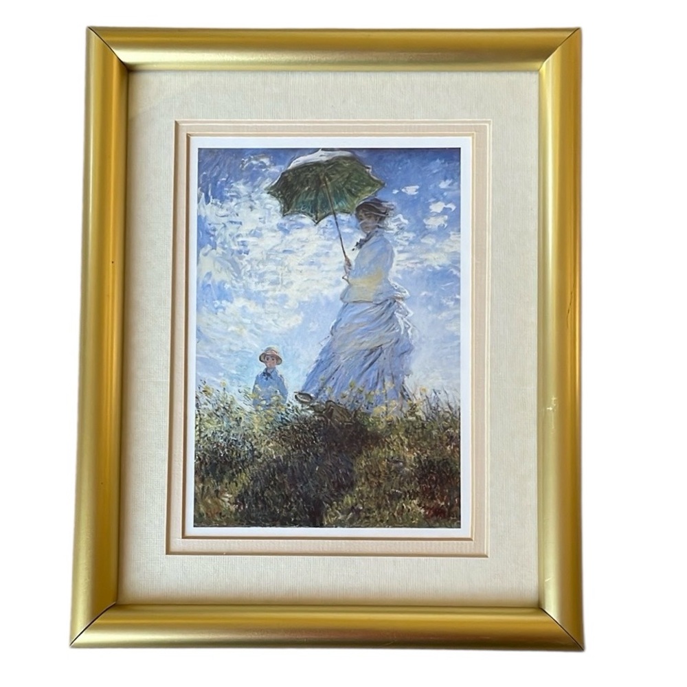 Framed print Claude Monet's painting Woman with a Parasol Madame Monet & Her Son
